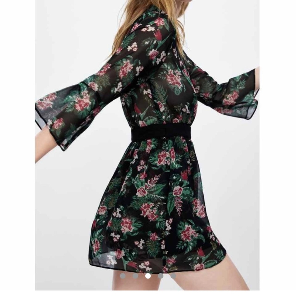 Zara Printed Jumpsuit Shortie Dress with Sash